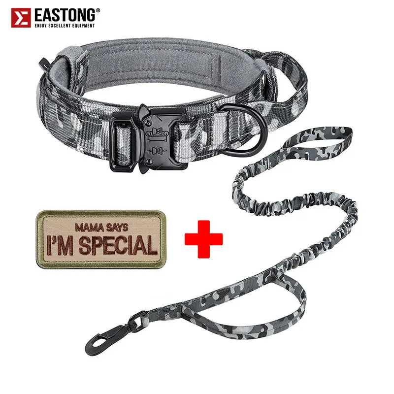 Coleira Tática Militar Ajustável em Nylon Durável para Cães Médios e Grandes, Ideal para Caminhadas e Treinamento ao Ar Livre