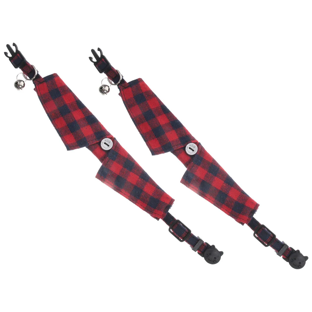 Coleiras de Gato Ajustáveis com Gravata Borboleta Destacável e Sino - 2 Peças em Tecido Decorativo e Seguro para Gatos e Cães