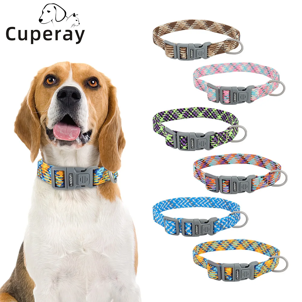 Coleiras Reflexivas Ajustáveis Multicoloridas de Nylon para Cães Grandes e Médios - Perfeitas para Aventura ao Ar Livre com 3 Metros de Comprimento
