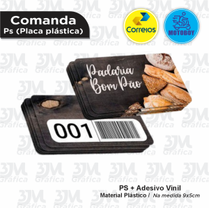 Comanda PS 9x5cm PS 1mm + vinil Impressão Frente Laminação Brilho Corte Reto