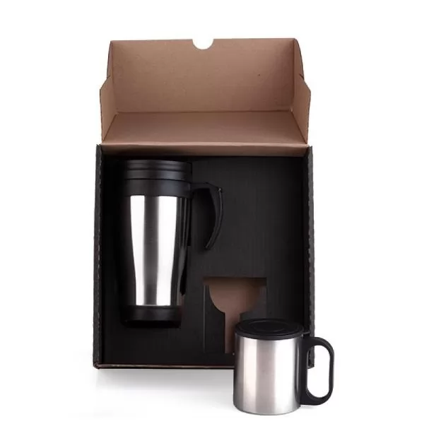 CONJ. DE CANECAS EM AÇO INOX 400/180 ML - 2 PÇS