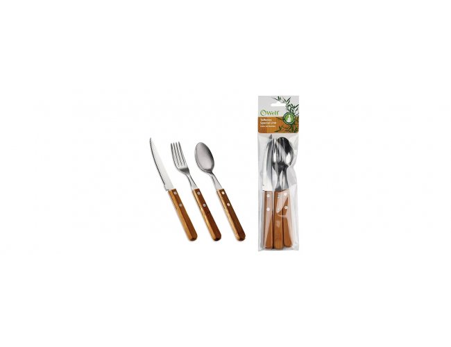 Conj. De Talheres Para Mesa Inox/Bambu - 3 Pçs