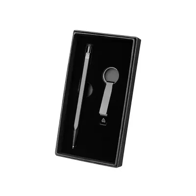 Conjunto Caneta e Chaveiro Aluminio Reciclado