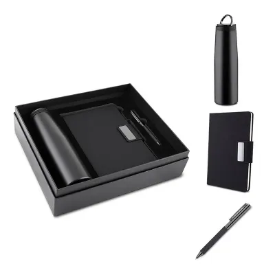 Conjunto composto por caderno em material RPET com fechamento magnético,com 100 páginas, caneta m...