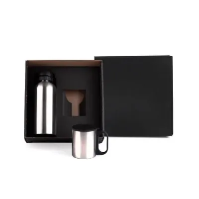 Conjunto de Garrafa e Caneca em Aco Inox