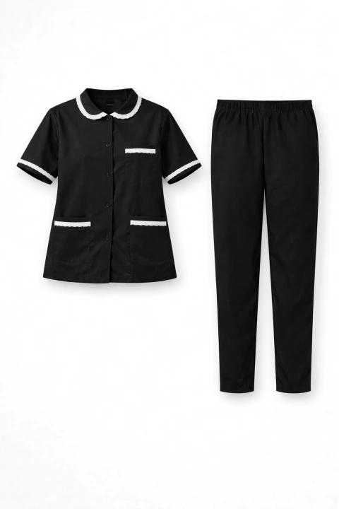 Conjunto de Limpeza com Renda Cozinheira Faxineira Copeira - Uniformes Profissionais