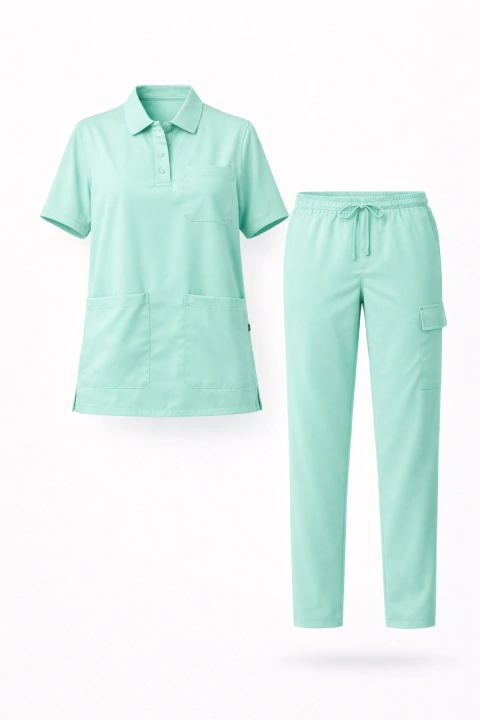 Conjunto Hospitalar Scrub Pijama com Gola Polo- Uniformes Profissionais