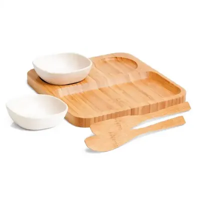 Conjunto para petiscos e patês em bambu/fibra de bambu