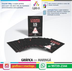 Convite 10x15cm PAPEL COUCHÊ 300g Laminação Fosca 10x15cm Papel Couchê 300g 4x0 Laminação Fosca Refile