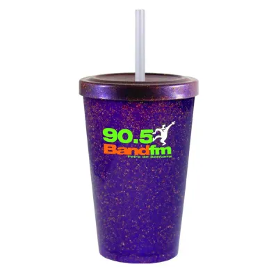 Copo 320ml com tampa e canudo fibra madeira lilás green colors com acabamento ecológico e design moderno, ideal para brindes sustentáveis