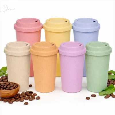 Copo 400 ml Com Tampa de Cafe em Fibra de Arroz