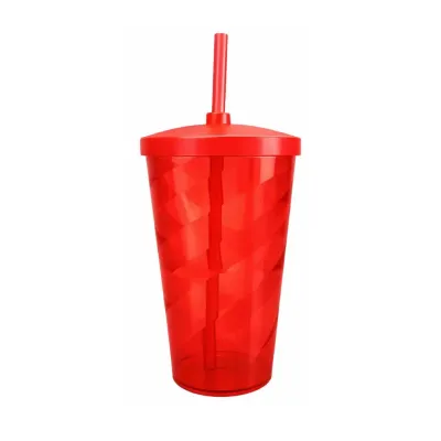 Copo 550 ml Espiral Com Tampa e Canudo