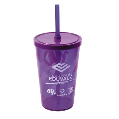 Copo 550 ml Espiral Com Tampa e Canudo