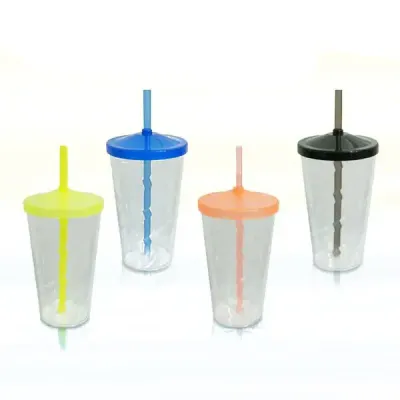 Copo 600ml Com Tampa e Canudo