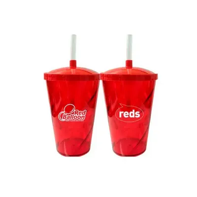 Copo Acrilico 550 ml Com Tampa e Canudo