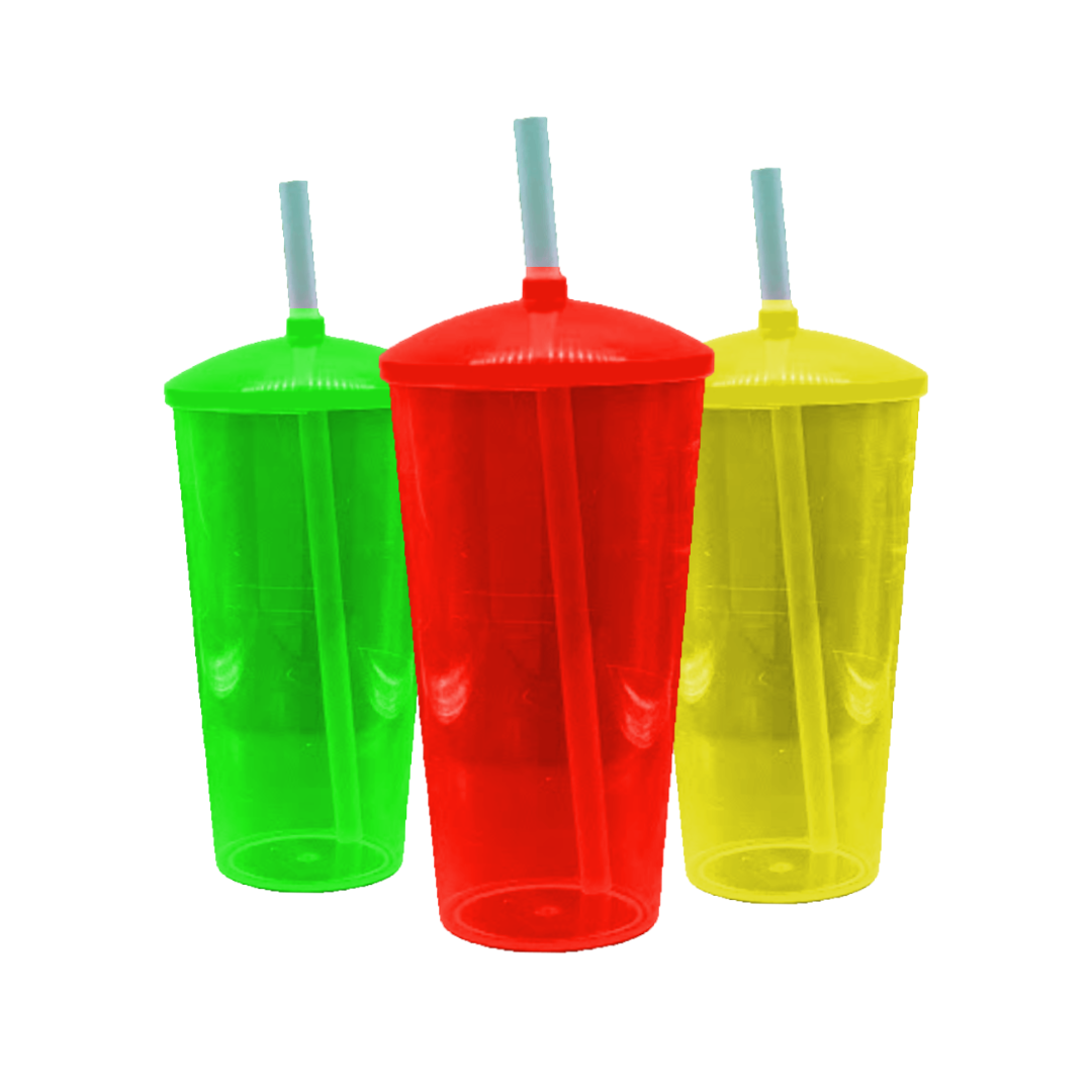 Copo Caldereta com Tampa e Canudo em Acrílico - 500ml