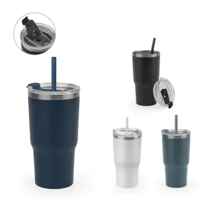 Copo de viagem térmico e compacto, em aço inox 91% reciclado