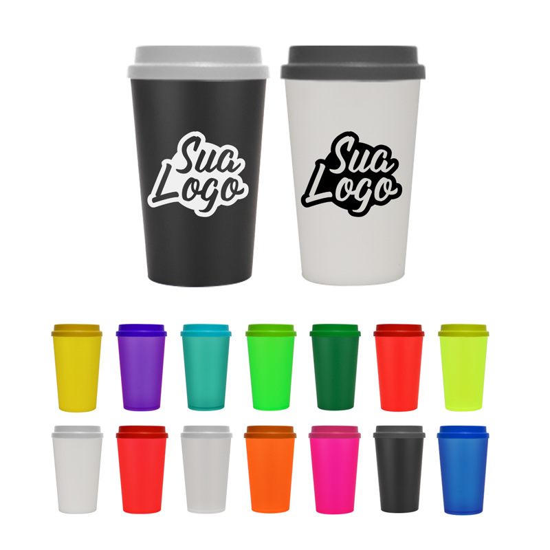 Copo ECO plástico com tampa bucks 400 ml