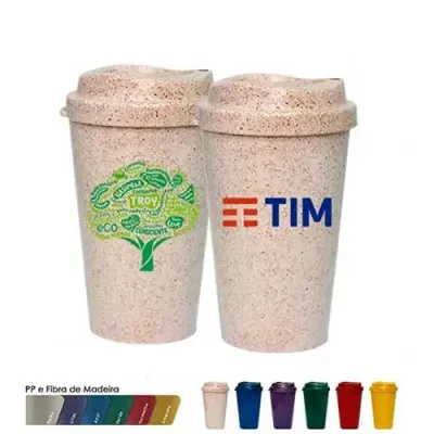Copo ecológico de 320 ml com tampa personalizado