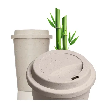 Copo Ecologico em Fibra de Bambu Tampa 450ml