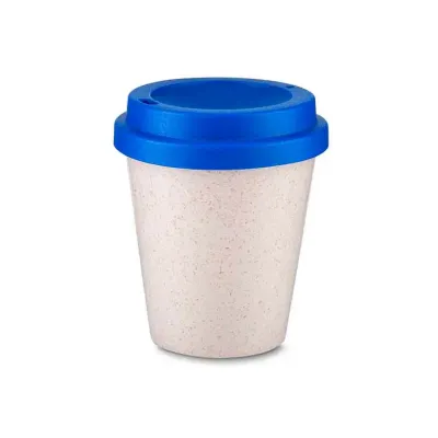 Copo Fibra de Arroz 350ml com tampa azul
