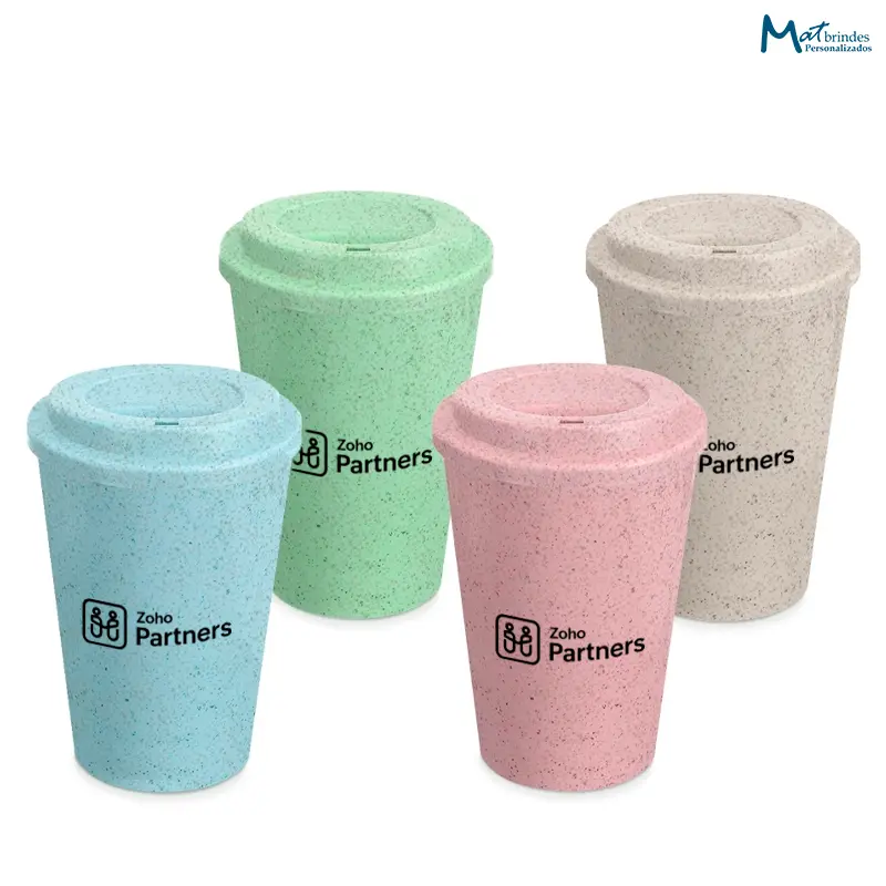 Copo Fibra de Arroz Colorido 450ml Personalizado