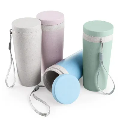 Copo fibra de bambu 350ml com parede dupla e alça