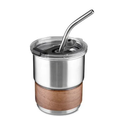 Copo Inox 250ml Com Canudo e Pegador em Fibra