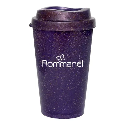 Copo mug 320ml fibra madeira lilás green colors com acabamento moderno e cor delicada, ideal para brindes promocionais sustentáveis
