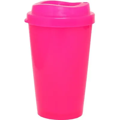 Copo Mug Rosa Neon 320ml Plastico Premium