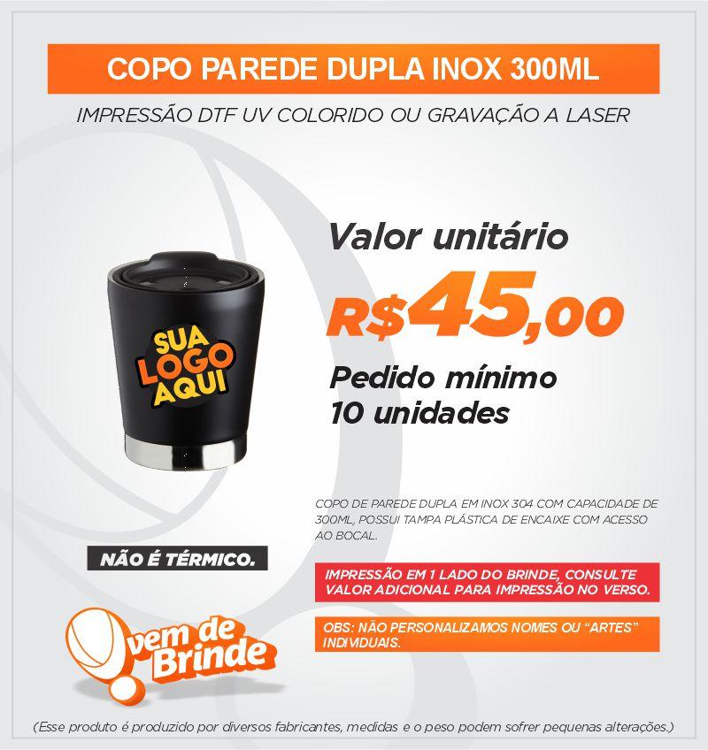 Copo Parede Dupla Inox 300ML