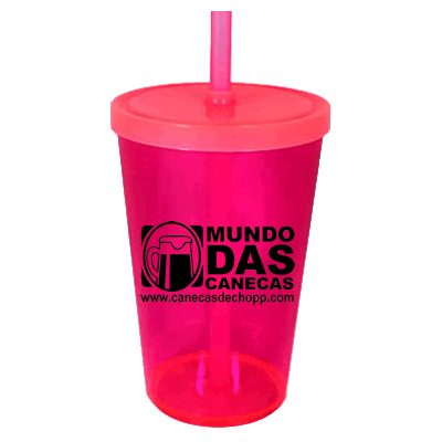 Copo Personalizado com Tampa e Canudo