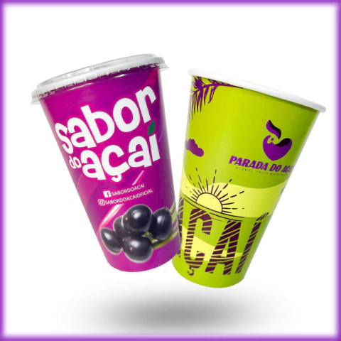 Copo Personalizado com Tampa para Açaí 500ml - 500 unidades