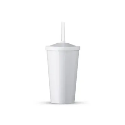 Copo Plastico c Tampa e Canudo 550ml