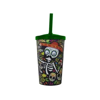 Copo Plastico c Tampa e Canudo Personalizado