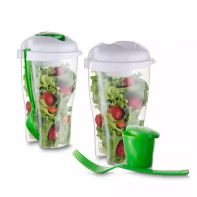 Copo Salada 850ml Com Garfo e Suporte