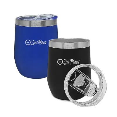 Copo Térmico De Aço Inox E Tampa De Plástico 350ml: 2 cores