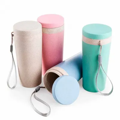 Copo Termico de Fibra de Bambu de 350 ml Com Alca