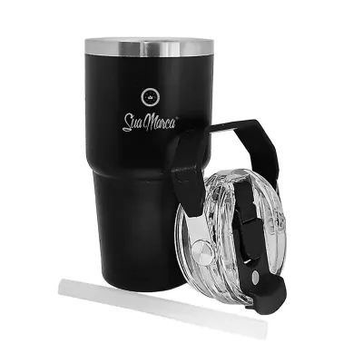 Copo Termico de Inox Com Tampa e Canudo 650ml