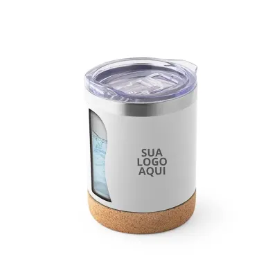 Copo térmico de viagem em aço inox 400 ml - branco