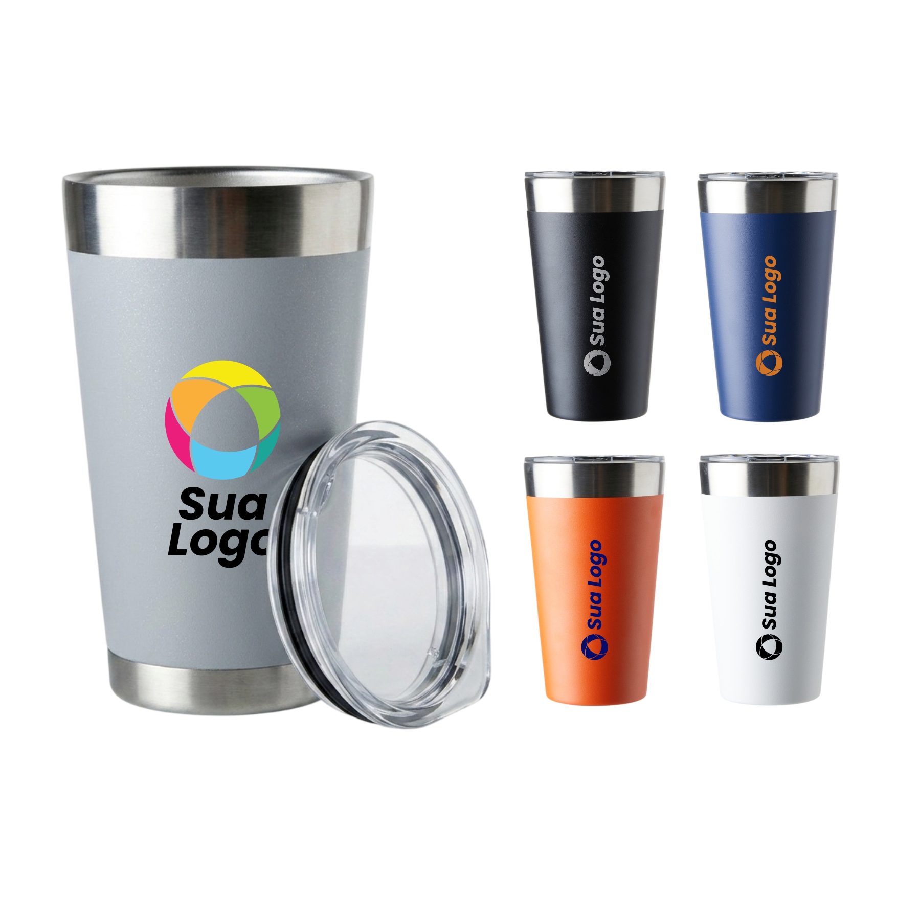 Copo Térmico Inox Personalizado 473 ml com Tampa