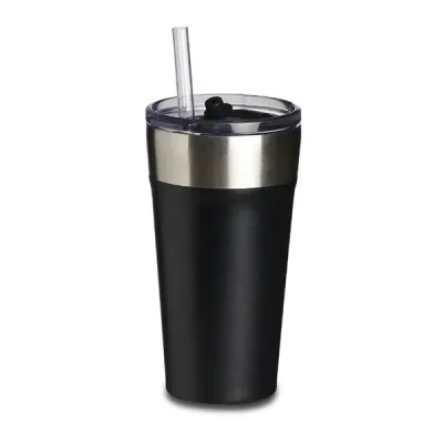 Copo Térmico Preto com Canudo