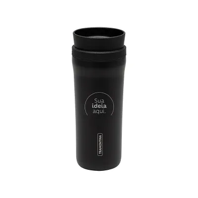 Copo Térmico Tramontina 460ml Preto em Aço Inox com Bocal