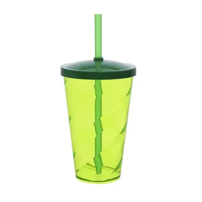 Copo tornado verde com canudo e tampa