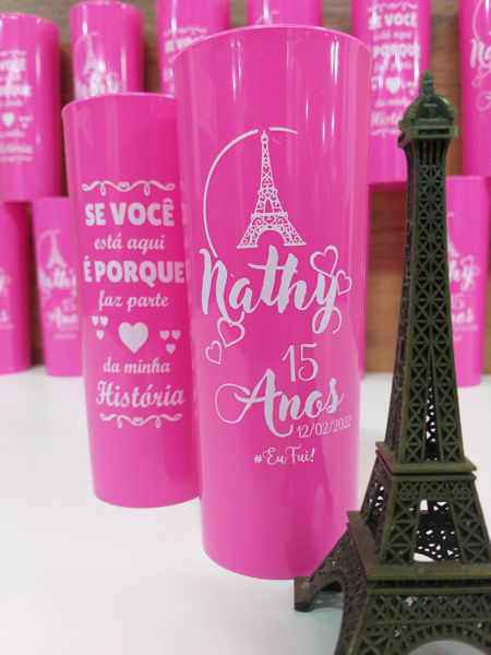 Copos Long Drink Personalizados aniversário 15 anos Impressão 2 Lados 320ml 50un R$4,54un