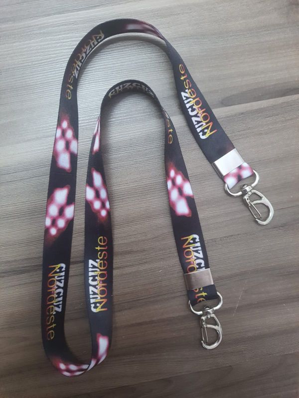 Cordão Digital Personalizado 20mm acabamento em 02 Mosquetão