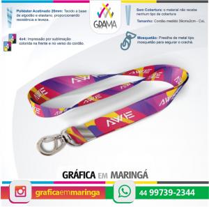 Cordão PERSONALIZADO para Crachá 39 x 2 cm Poliéster Acetinado 20mm 4x4 Sem cobertura Presilha de Metal