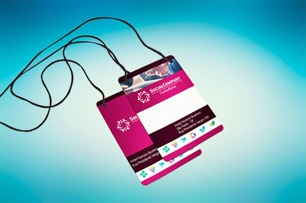 Crachá para eventos 10x14cm Papel Triplex com cordão Nylon 4x0 - 10