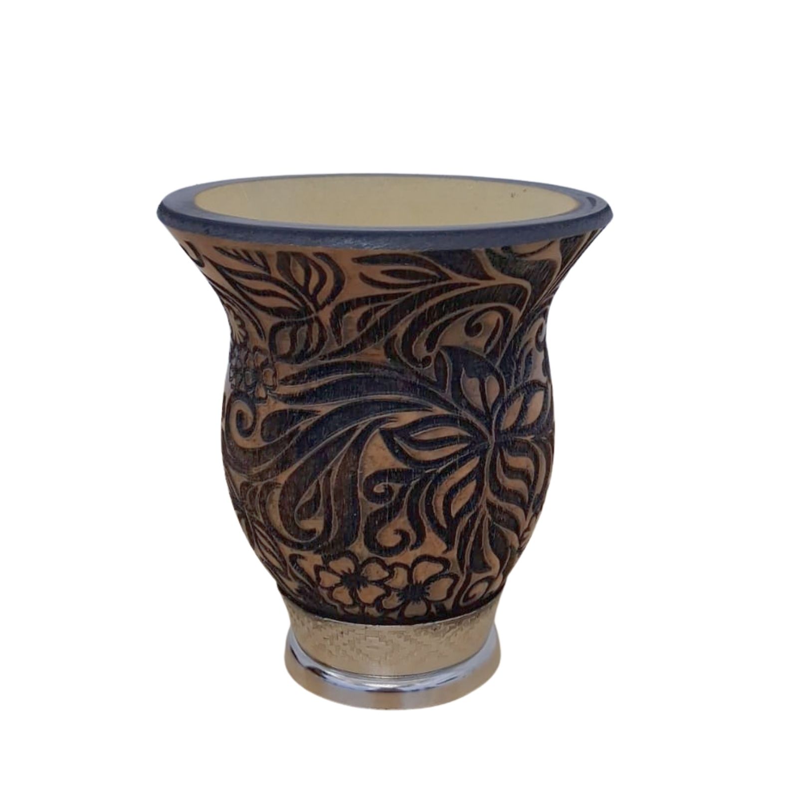 Cuia de Chimarrão Bago de Touro Com Pé - Floral 360º - 03