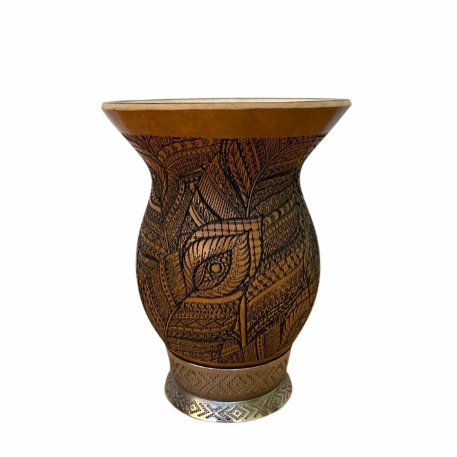 Cuia de Chimarrão Bago de Touro com Pé - Floral 360º - 09